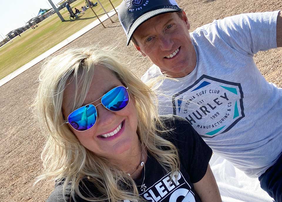 Amy and her husband out enjoying the day together